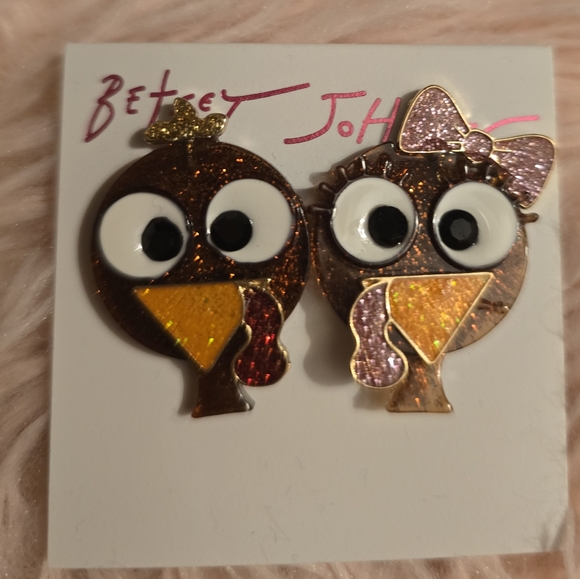 Betsey Johnson Turkey stud post earrings! NWT! - Picture 3 of 9